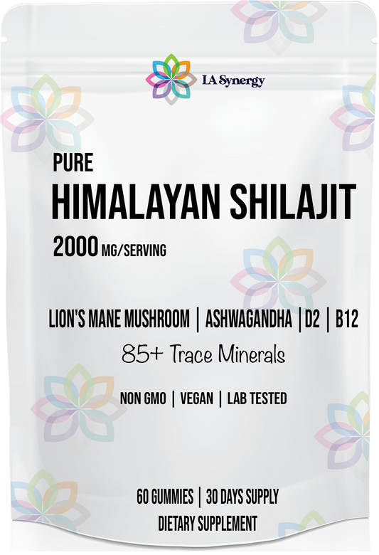 Himalayan Shilajit Gummies with Lion's Mane Mushroom, Ashwagandha, Vitamin D2 & B12 – Natural Dietary Supplement